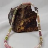 N-20 Pink & Green Beaded Bead Necklace