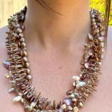 Light Bronze and Cream Multi-Strand Pearl Necklace