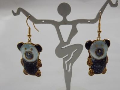 E-77 Cloissone Panda Bead Earrings E-77 Cloissone Panda Bead Earrings