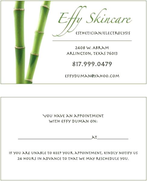 Effy Skincare Business Card
