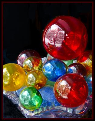 Glass Floats Reflect Snow Storm