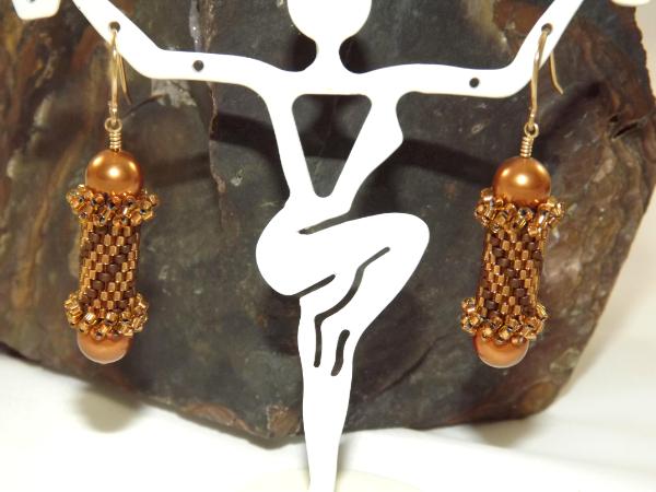 E-109 Bronze Bead Tube Earrings