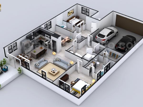 3D Floor Plan by Architectural Animation Studio California 
