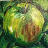 Acrylic of Apple on Vine. Styrofoam board