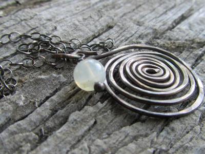 *SOLD OUT* Silver moon - Handmade antiqued sterling silver spiral swirl moonstone necklace *SOLD OUT* Silver moon - Handmade antiqued sterling silver spiral swirl moonstone necklace