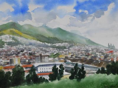 Mi Quito es un edén de maravillas - Ecuador, 38cm x 56cm (WATERCOLOR DEMONSTRATION)