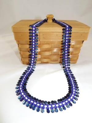 N-65 Shades of Blue Teardrop Woven Necklace N-65 Shades of Blue Teardrop Woven Necklace