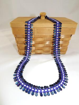 N-65 Shades of Blue Teardrop Woven Necklace