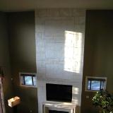 Indiana Limestone faux block on 18 ft fireplace