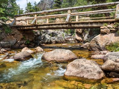 Footbridge Over the Pool on Big Thompson River Footbridge Over the Pool on Big Thompson River