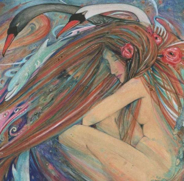 Time Goddess the flow of Life original watercolor painting