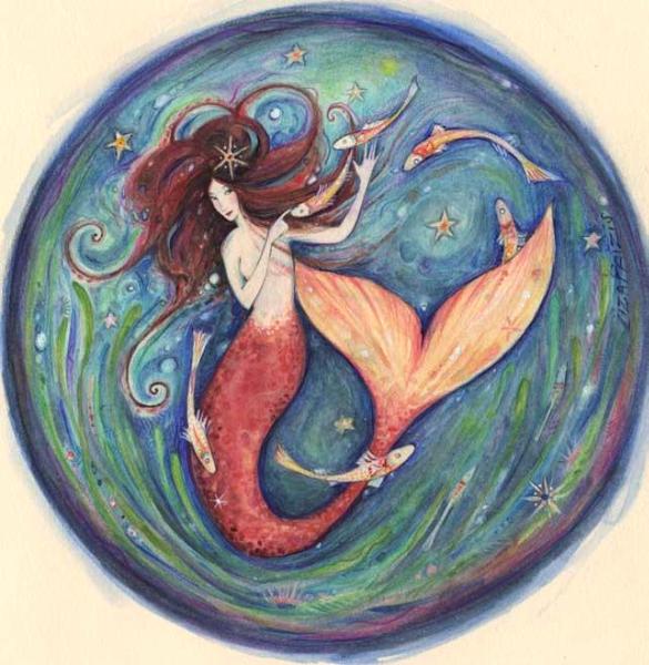 Little Mermaid original watercolor painting mermaid art