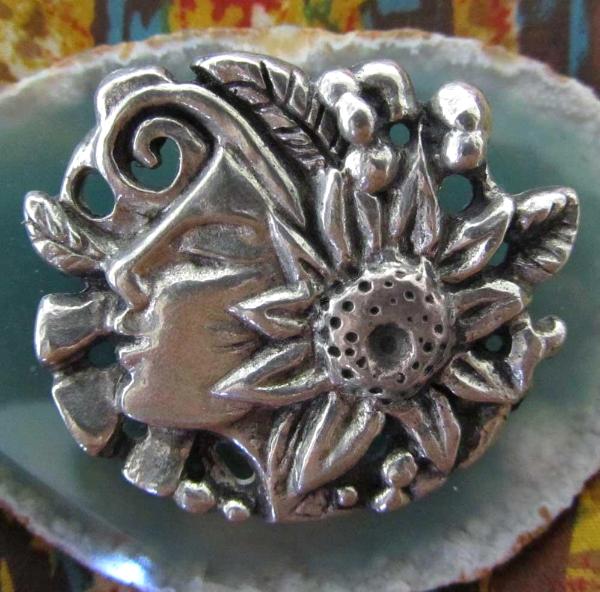 Flower Girl Art Nouveau Brooch nature goddess Pin by Liza Paizis