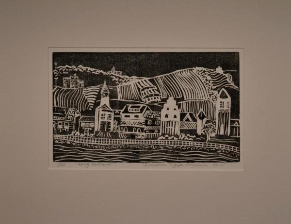 *Along the Rhine linocut 7"x11"(Private collection)