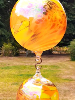 #07302516 Three Hanging Ball Sculpture Iridised Lg-6.25'' Med-5'' Sm-3.75'' Long-22'' $180.00 #07302516 Three Hanging Ball Sculpture Iridised Lg-6.25'' Med-5'' Sm-3.75'' Long-22'' $180.00