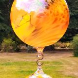 #07302516 Three Hanging Ball Sculpture Iridised Lg-6.25'' Med-5'' Sm-3.75'' Long-22'' $180.00