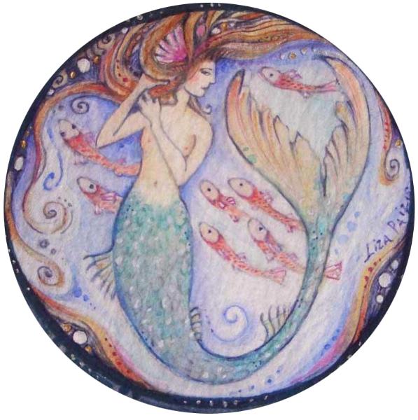 Mermaid Original Watercolor Painting by Liza Paizis