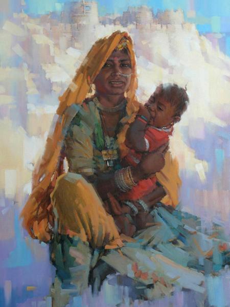 Mother of Jaisalmer / oil - canvas / 100x65cm