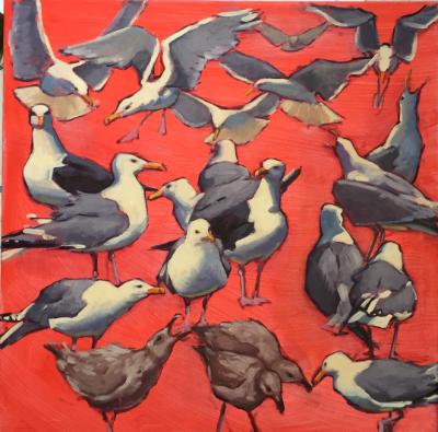 Monhegan Gulls 30x30" Monhegan Gulls 30x30"