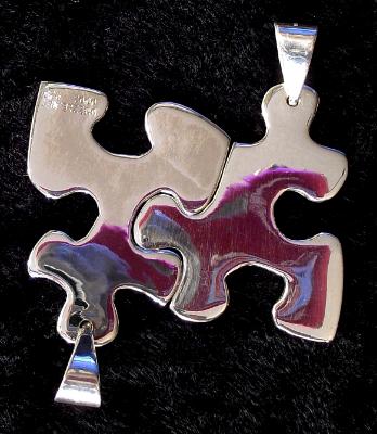 PUZZLE PIECE PENDANTS (2F, 3M) STERLING SILVER (PAIR) PUZZLE PIECE PENDANTS (2F, 3M) STERLING SILVER (PAIR)
