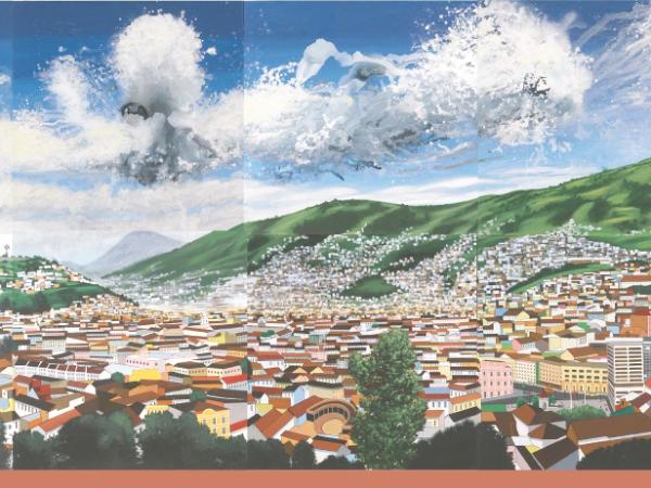 Acrylic wall painting COLORFULL QUITO, 750cm X 300cm, 2014