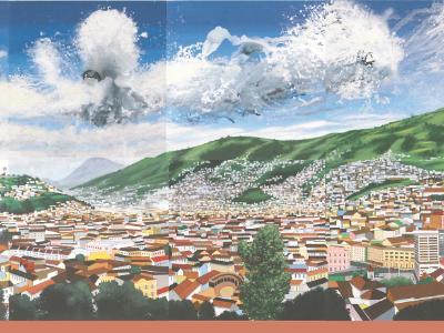 Acrylic wall painting COLORFULL QUITO, 750cm X 300cm, 2014