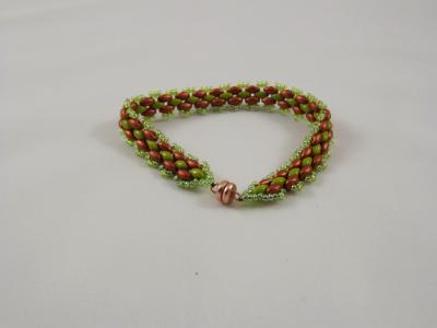 B-48 olive & copper beaded bracelet