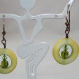 E-40 Yellow Mother of Pearl & Crystal Earrings