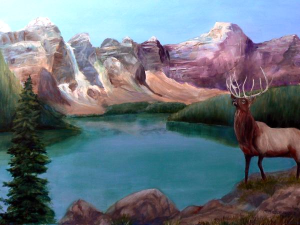 Elk at Moraine Lake, Canada