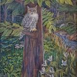 Great Horned Owl in Woodsy Landscape