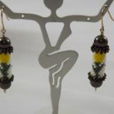 E-107 Yellow Tulip Bead Tube Earrings