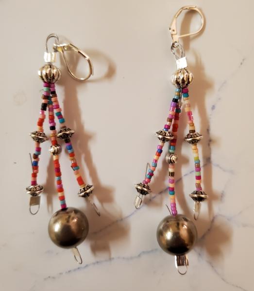 Antique silver and multi-colored glass