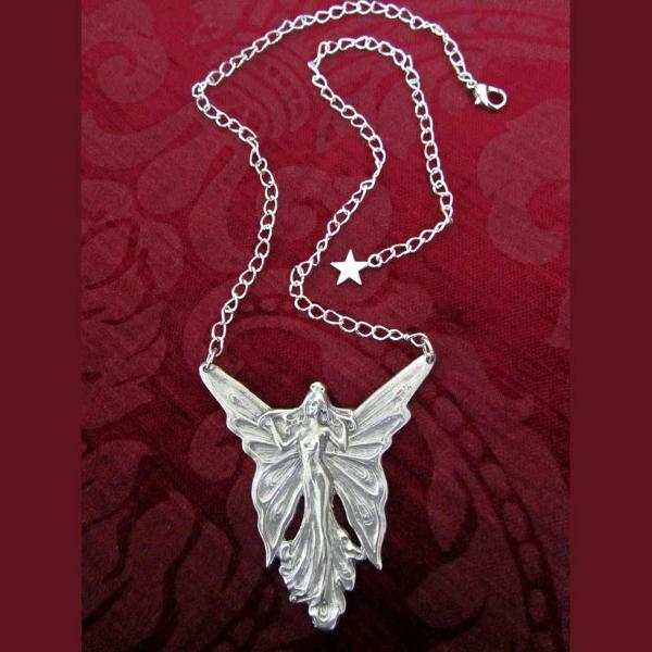 Angel Fairy pendant necklace Art Nouveau style