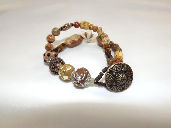 B-144 Shades of Brown Double Strand Chunky Bracelet