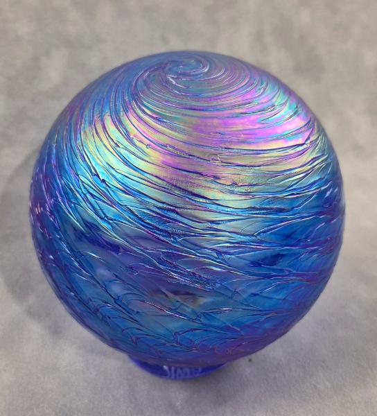 #05022602 SM Float Cobalt Feather Twist Design 4.5'' Iridized $55.00