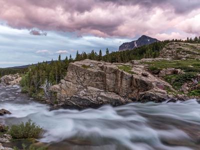 Moody Swiftcurrent Falls Sunset Moody Swiftcurrent Falls Sunset
