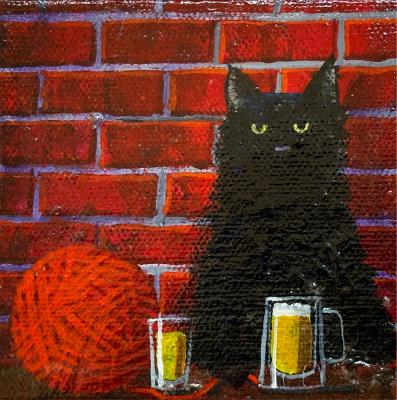 BLACK CAT DRINKING WITH HIS THERAPIST BLACK CAT DRINKING WITH HIS THERAPIST