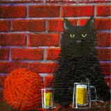  BLACK CAT DRINKING WITH HIS THERAPIST