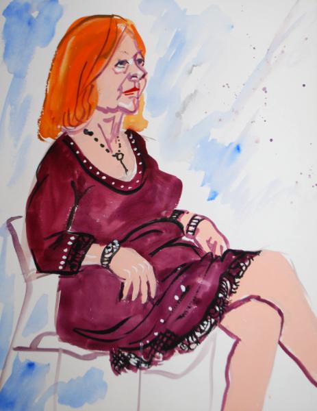 Barbara, Seated (Gouache)