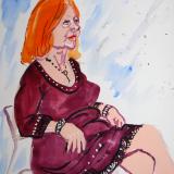 Barbara, Seated (Gouache)