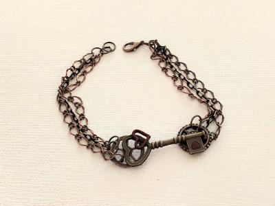 Tri-Chain Heart Key Bracelet  (SOLD)