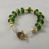 B-84 green glass rondelle bracelet