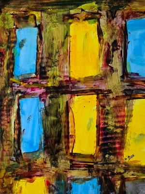 Empty windows of empty people who will never meet each other. Empty windows of empty people who will never meet each other.