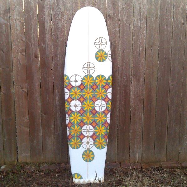 finished artwork on the 5'6 round nose square tail 