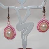 E-54 White Pearl & Pink Bead Earrings