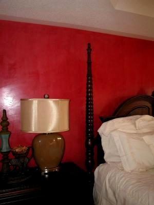 Red venetian plaster in Master bedroom