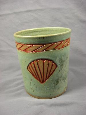 110622.A Utensil Crock with Shell Design 110622.A Utensil Crock with Shell Design