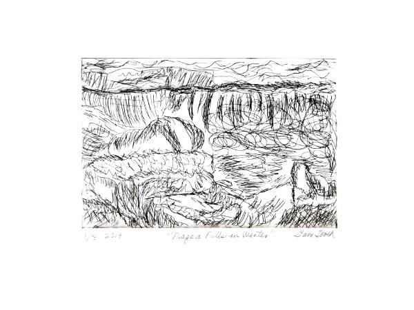 Niagara Falls in Winter Study No 9 etching