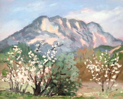 Cezanne's Mountain Aix en Provence, oil on wood, 8x10 ins