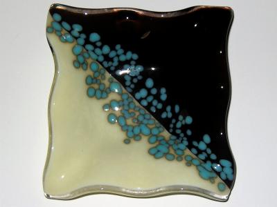 Brown, turquoise, cream plate